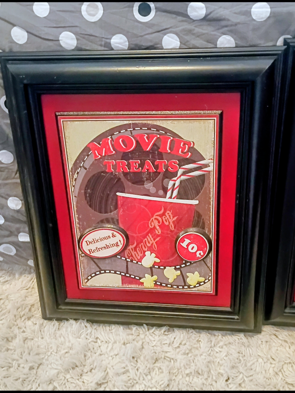 LoKirklands Red and Black "Movie Treats" Framed Mixed Media Art